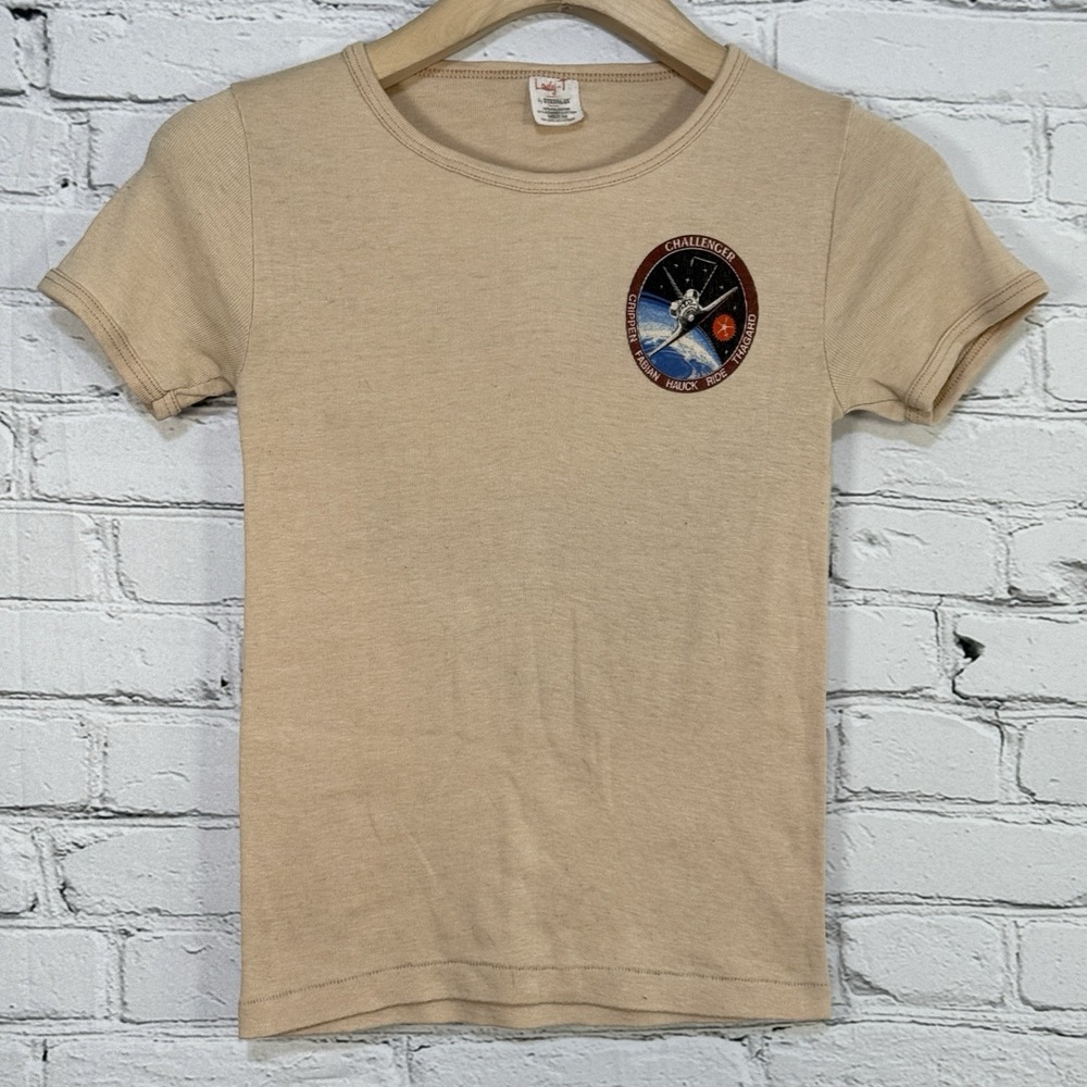 VTG 80s Stedman Lady-T Size M Challenger STS 7 Single Stitch T Shirt USA‎ Rare